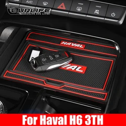 Car Coasters Mats For Haval H6 LHD 2021 2022 2023 GT 3th Rubber Anti-Slip Mat Door Gate Slot Cup Pad Interior Accessories