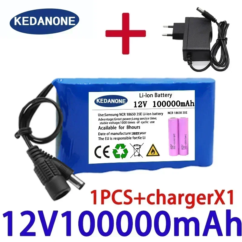 NEW Portable Super 12V 20000mah Battery Rechargeable Lithium Ion Battery Pack Capacity DC 12.6v 20Ah CCTV Cam Monitor + Charger