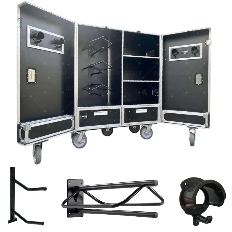 Custom Portable Movable Tack Trunk Horse Saddle Flight Case Equestrian Double Door Saddle Tack Locker Case