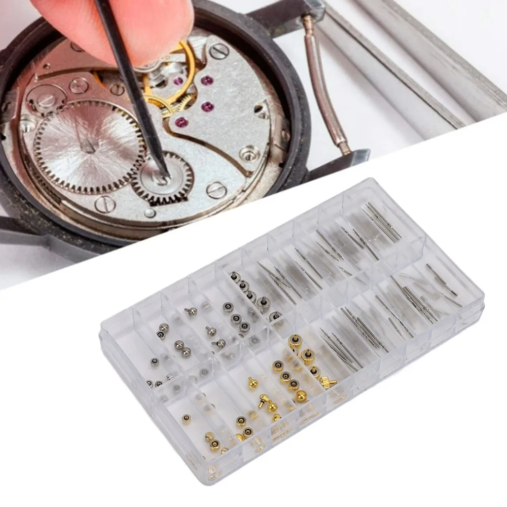 Convenient Silver Watch Repair Kit Stainless Steel 12*6.4cm Watch Crown Replacement Kit Watch Building Kit For Collectors