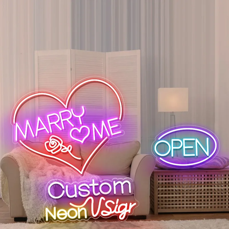 Custom Neon Sign Wedding Sign Custom Name Led Light Decorroom Decor Aesthetic Gifts Bedroom Home Bar Wall Neon Decorations