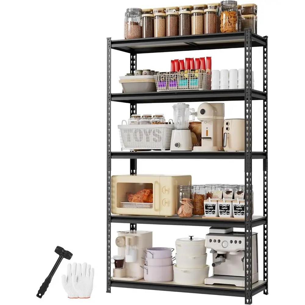 

72 High-Capacity Adjustable Shelving Unit for Garage, Basement, or Kitchen - 2180 lbs Capacity, 35.4W x 11.8D, Black