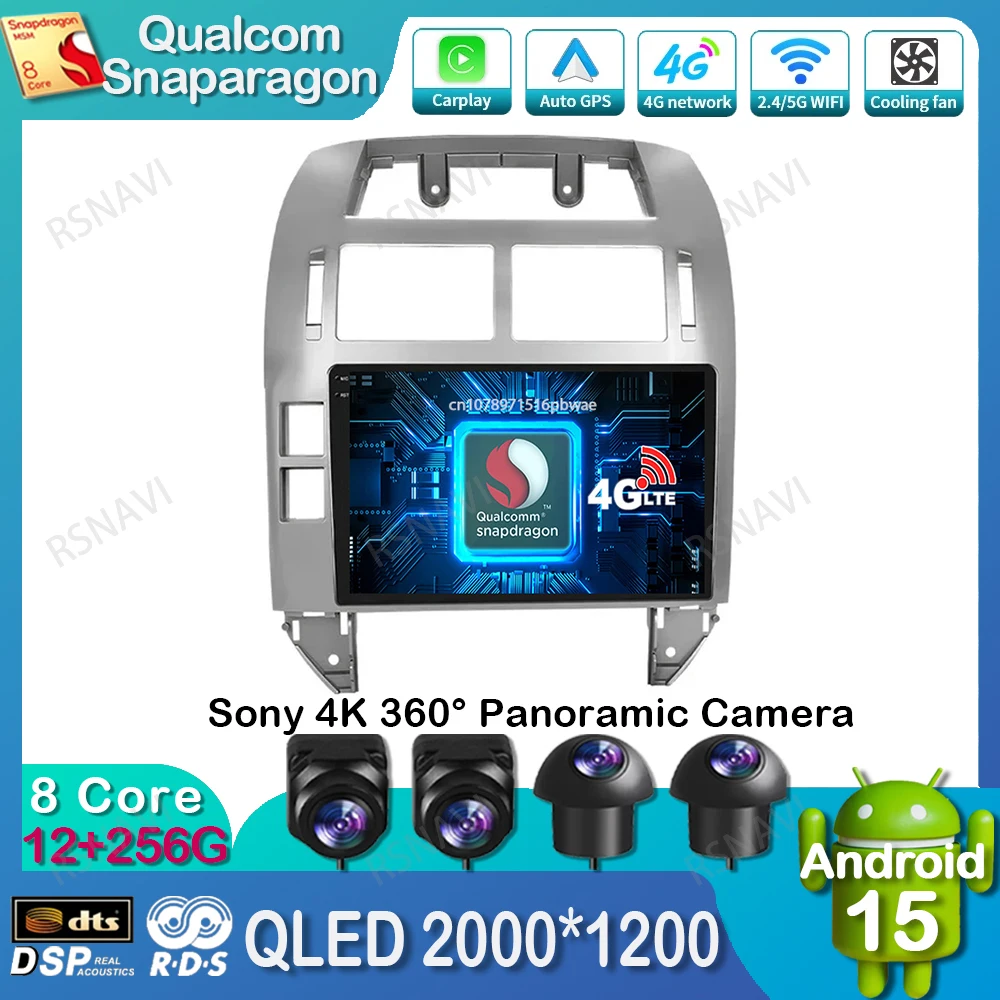 

Android 15 Car Radio For Volkswagen VW Polo MK4 6Q 9N 9N3 2004-2009 BT Viedo Player 4G LTE Head Unit Qualcomm Navigation Stereo