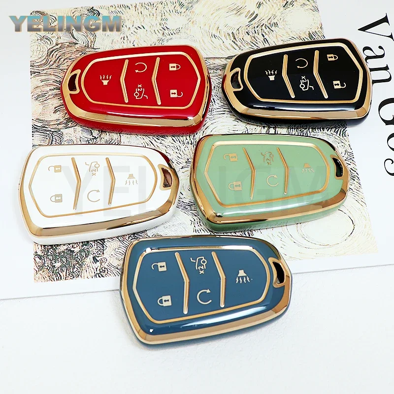 

TPU Car Key Case Cover for Cadillac ATS CT6 CTS DTS XT5 Escalade ESV SRX STS XTS ELR 2014 - 2018 Remote Key Holder Keychain