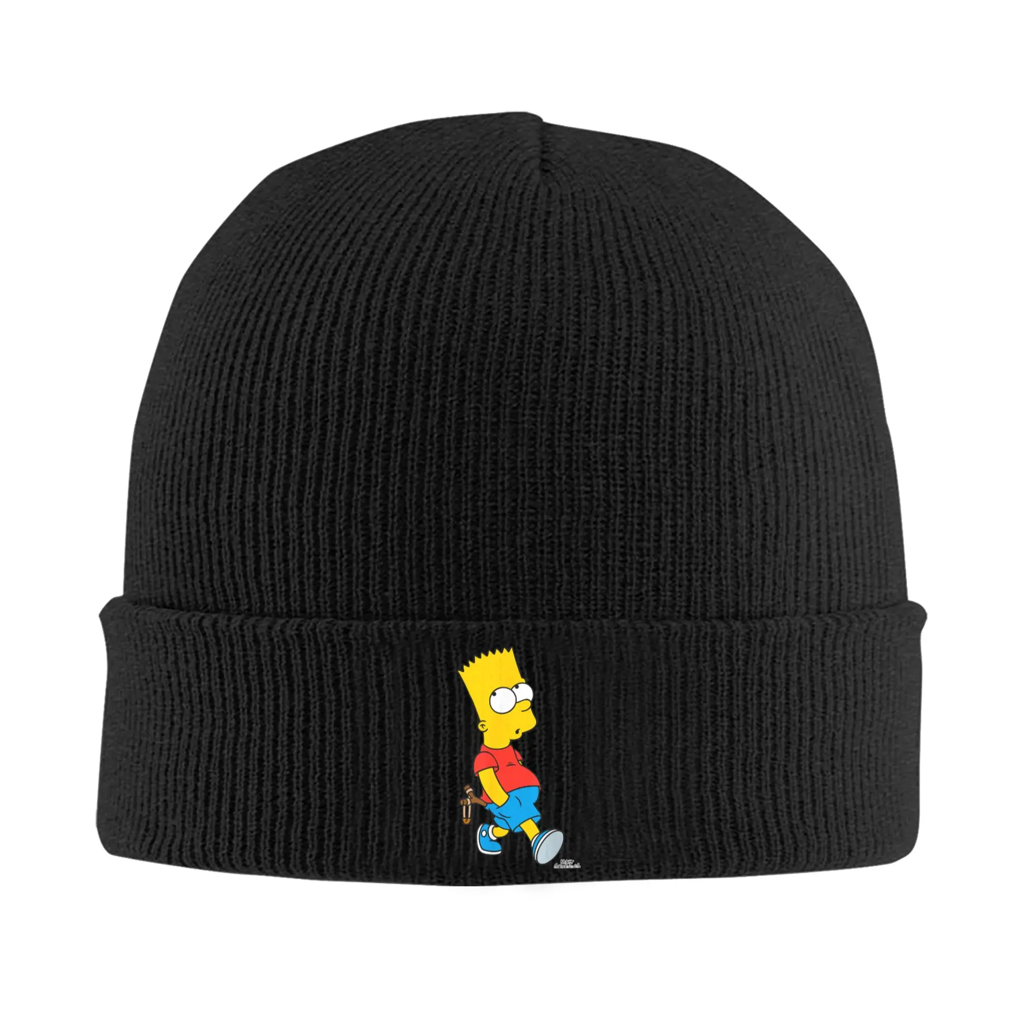 The S-simpson With Slingshot Beanie Hats  Knit Hat Unisex Adult Casual Elastic Caps Autumn Outdoor Pattern Bonnet Hats