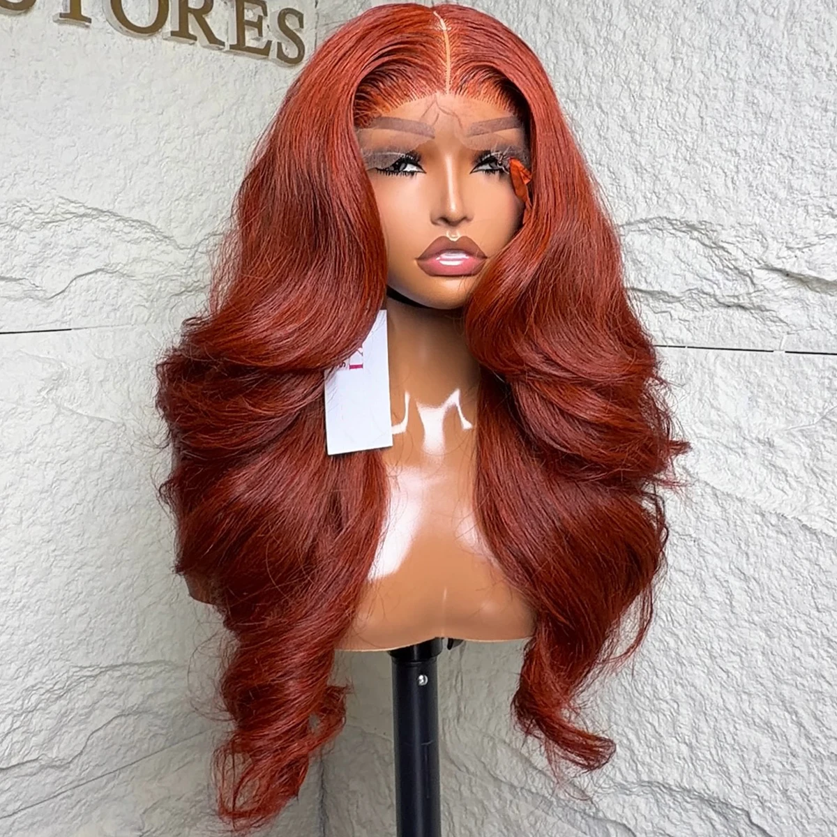 

Reddish Brown 13x4 HD Lace Front Body Wave Wigs Human Hair Pre Plucked 400% Density Red Colored HD Lace Frontal Human Hair Wigs