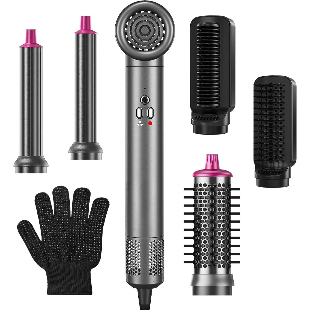 แปรงไดร์ผม 6 in 1 ความเร็วสูง 110000 รอบต่อนาที ไอออนลบ ไดร์เป่าผม ม้วนผมอัตโนมัติ เพิ่มวอลลุ่ม สำหรับผมตรงและผมหยัก