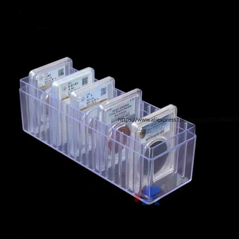 Clear Plastic Storage Box for Coins and Medals with Full Transparency 20-Coins Holder Storage Slab Boxes