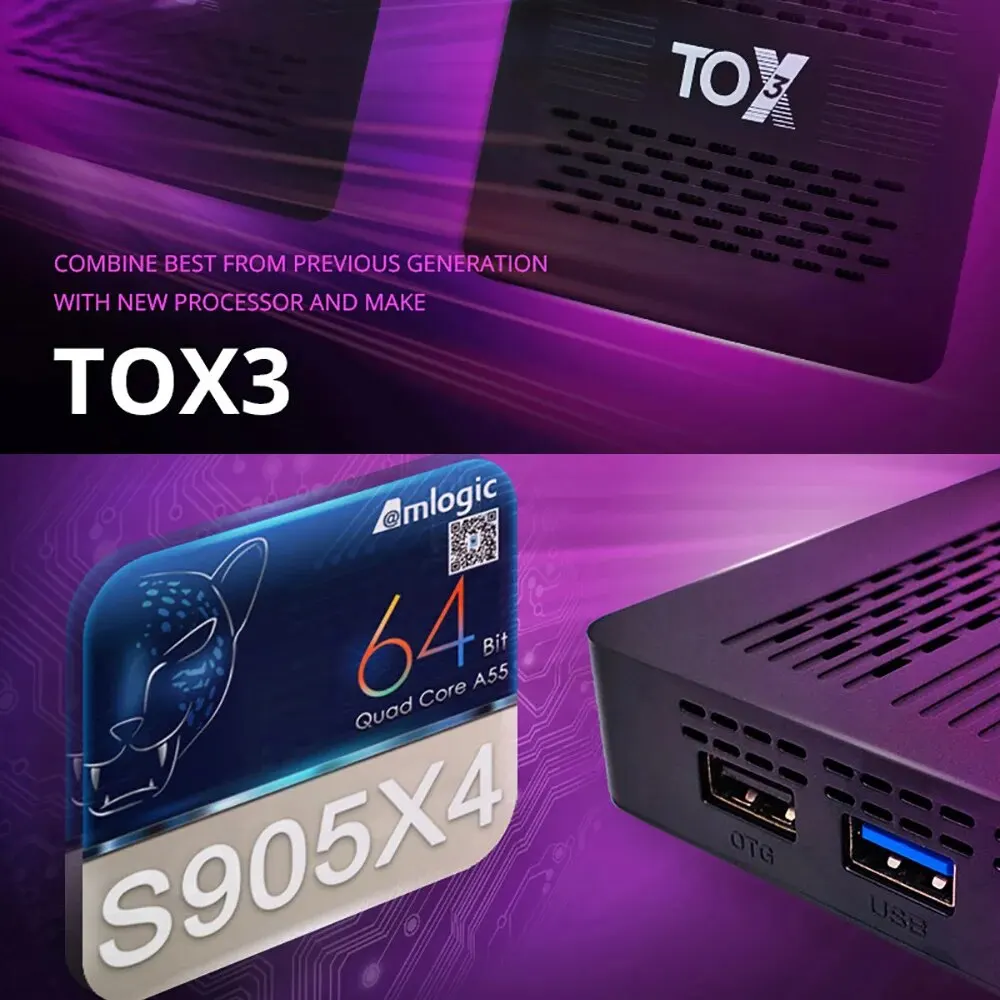 Tox3 Smart Tv Box Android 11 4Gb 32Gb Met Amlogic S 905X4 2t2r Wifi 1000M Internet Bt4.1 Ondersteuning Av1 4K 60fps Dlna Mediaspeler