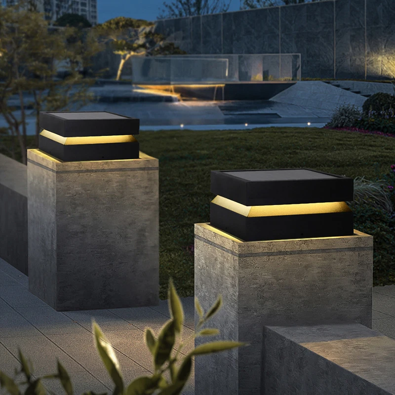 

Modern Outdoor LED Garden Decoration Lawn Light Villa Landscape Waterproof Solar Pillar Light