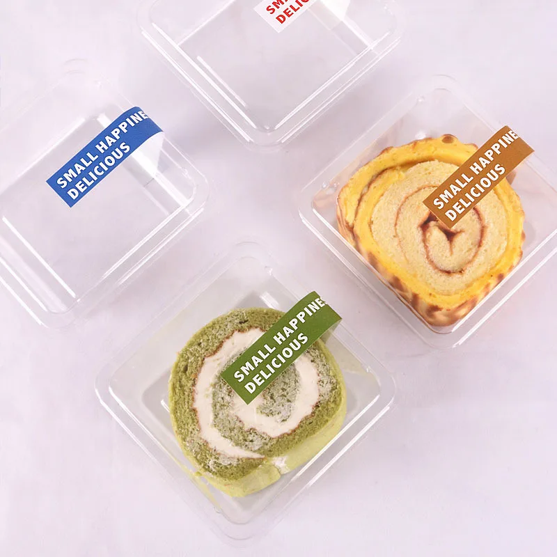 50pcs Transparent Square Cake Packaging Box Swiss Dessert Mousse Food Container Plastic Cupcake Boxes