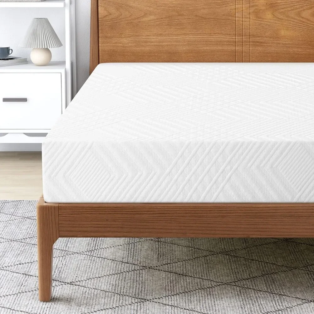 

8 inch King Mattress in a Box, Gel Memory Foam Mattresses Made in USA for King Bed, Medium Firm, White bedroom furniture