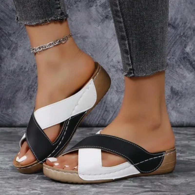 Women Sandals Peep Toe Summer Sandals With Wedge Heels Summer Shoes Women Slippers Elegant Heeled Zapatos Mujeres Heels Sandals