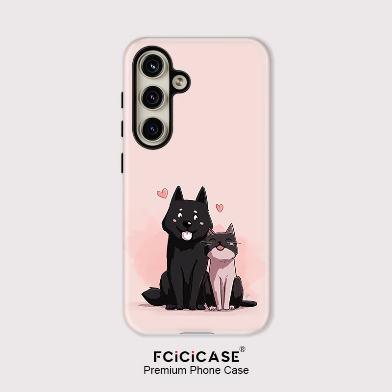 Fcicicase Cute Animals Dog Cat Pattern Phone Case For Samsung Galaxy A16 A56 A26 5G A36 A 36 Acrylic Soft Dual Layer Cover