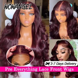 Pre Everything 13x6 HD Lace Front Wig 99J Burgundy Glueless Pre Cut Lace Body Wave Wigs Human Hair Wigs Brazilian Hair For Women