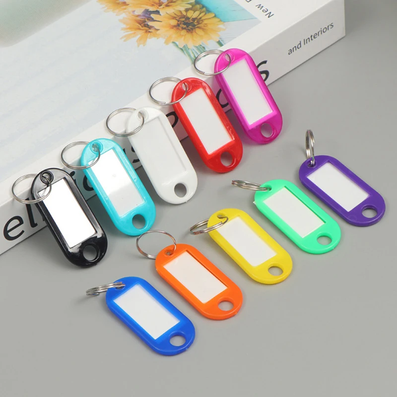 20/30/50pcs   Colorful Plastic Keychain Key Tags Label Numbered Name Baggage Tag ID Label Name Tags With Split Ring