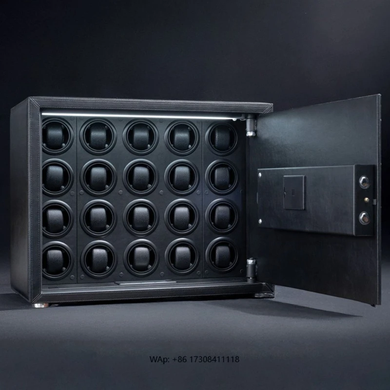 Luxury Automatic Watch Winder with Fingerprint Safe Box 20 Slot Quiet Motor Watch Storage Display Case for Mechanical Watches
