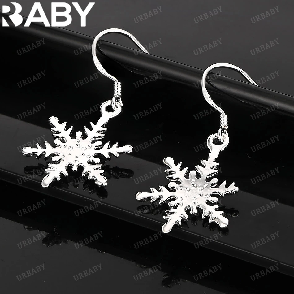 

URBABY 925 Sterling Silver Earrings Snowflake Drop Earrings For Women Jewelry Fashion Party and Daily Wear