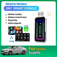 2025 New Portable Mini Wireless Carplay Converter Wired Carplay to Wireless Carplay Android Auto 2-in-1 Adapter For Skoda Superb
