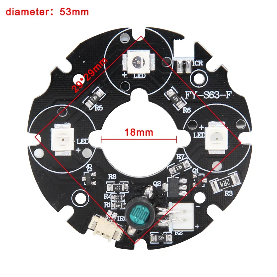 Yumiki 3array IR led Spot Light Infrared 3x IR LED board for CCTV cameras night vision (53mm diameter)