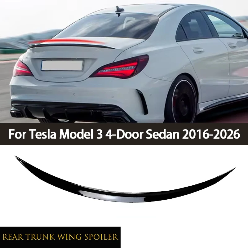 Car Exterior Tuning Rear Trunk Lid Spoiler Wing Stickers For Tesla Model 3 4-Door Sedan 2016-2026 Auto Accessories