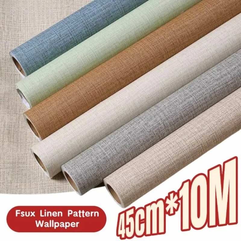 

10 м * 45 см обои с узором из искусственного льна, украшение для спальни, ПВХ, обои, контактная бумага, настенный фон, ремонт