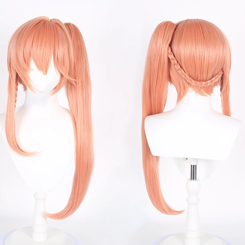 

Orange Synthetic Long Straight Wigs with Ponytail Clip Anime Game Cosplay Fluffy Wig Heat Resistant for Daily Party