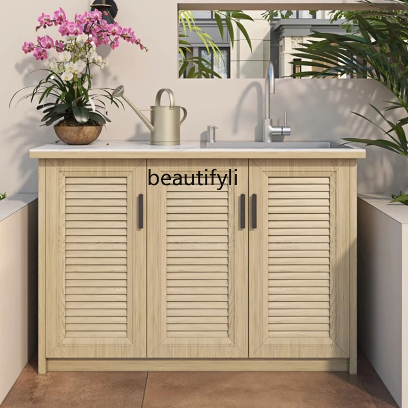 

Aluminum Alloy Wash Basin Outdoor Metal Storage Cabinet Wash Basin Outdoor Courtyard Sink Integrated