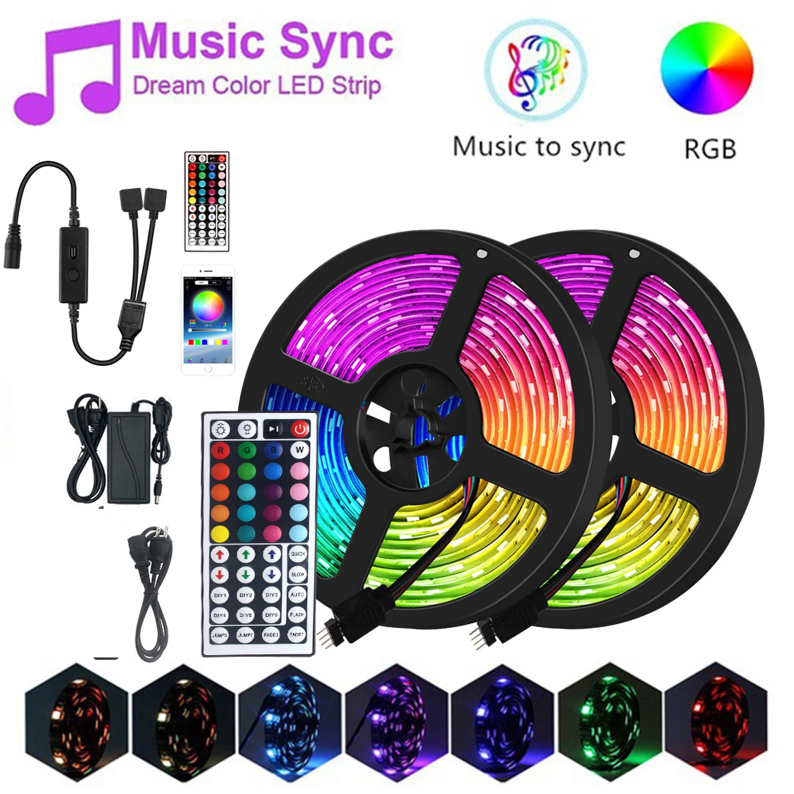 

20M RGB LED Strip Lights Home Decor Tape Light APP Control Adjustable Brightness Timing Function for Christmas Decoration