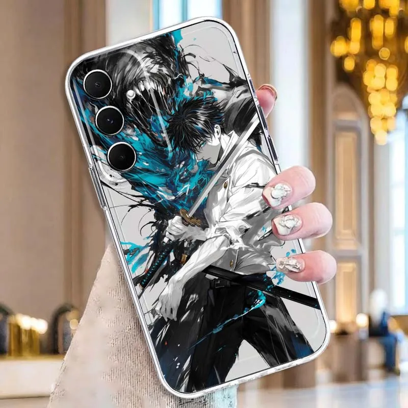 Jujutsu Kaisen أنيمي لسامسونج غالاكسي A73 A72 A71 A55 A54 A53 A52 A51 A33 A25 A22 A15 A14 A05 بولي TPU حافظة هاتف شفافة #6