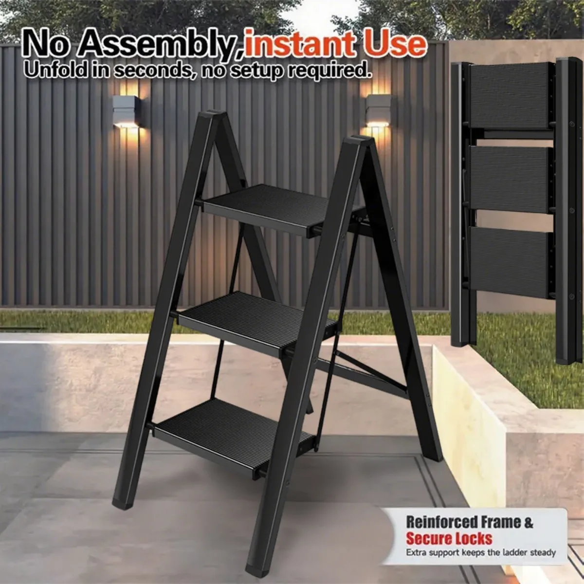 Ladder Folding Step Stool with Extra Wide Treads Portable Lightweight Home Ladder Kitchen Ladder Easy to Store Space Saving Capa