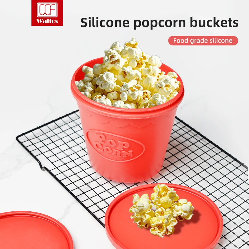 Food grade silicone homemade popcorn bucket with lid, microwave storage box, thickened high-temperature resistant popcorn bowl