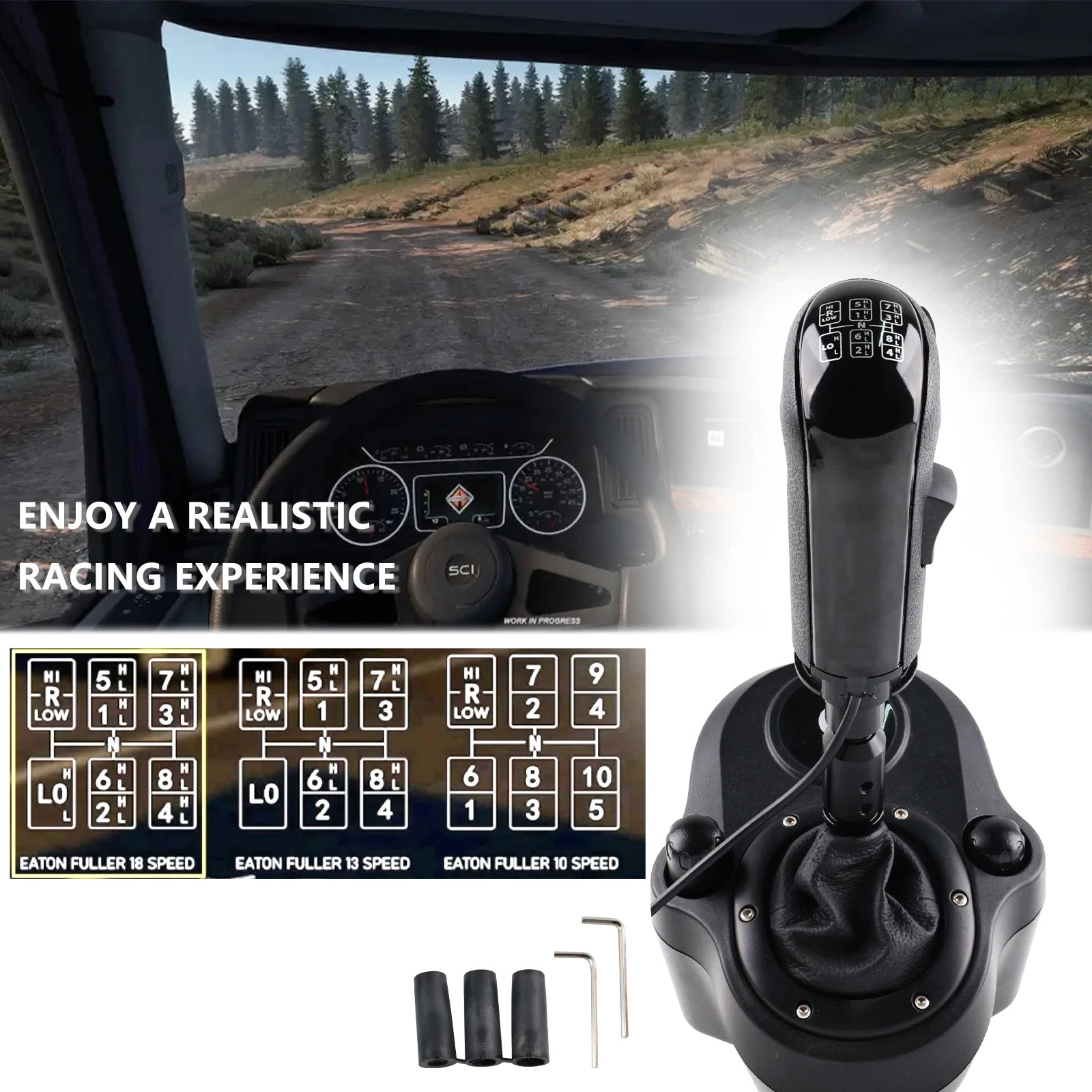 مقبض ناقل الحركة لشاحنة USB لـ Logitech G29 G27 G25 G920 والعتاد اليدوي/Thrustmaster TH8A والعتاد استخدام اليد اليسرى