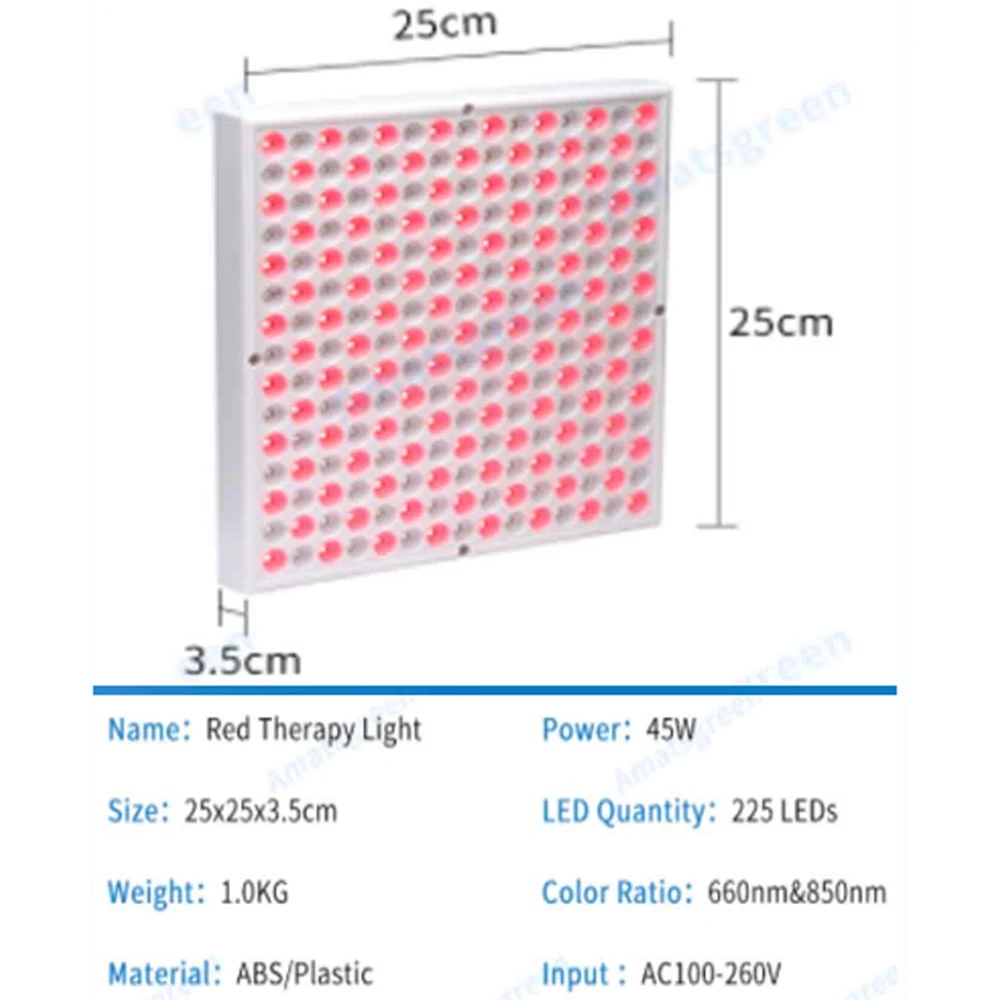 45W LED Panel Switch on/off 660nm Red Light Therapy, 850nm Near Infrared Lamp Therapy for Skin and Pain Relief, Red Grow Lamps