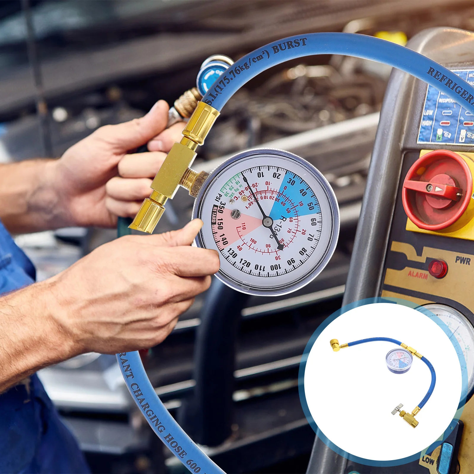 

1Pcs Air Conditioning Refrigerant Filling Hose with Gauge Safe Convenient Test Tool for Car Supplies and Accessories