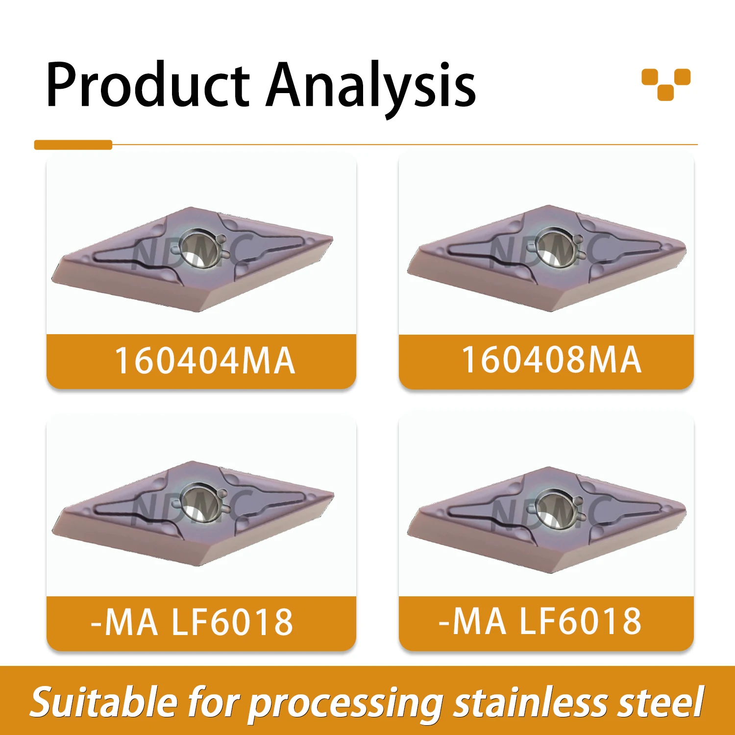 VNMG160404/160408-MA LF6018 Numerical Control Lathe Stainless Steels Turning Tools Rhombus Outer Circle Inner Hole Turning Blade
