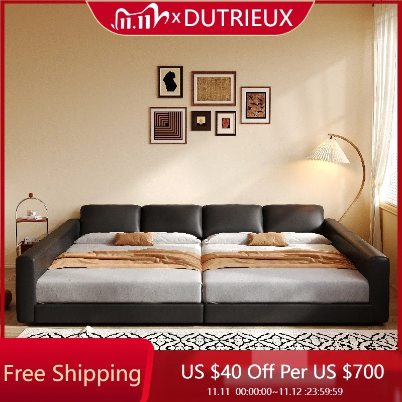 

Квартира с татами, кровать, роскошная натуральная кожа, удобная качественная полноценная кровать, эстетичная модная скандинавская кровать Cama, повседневная мебель