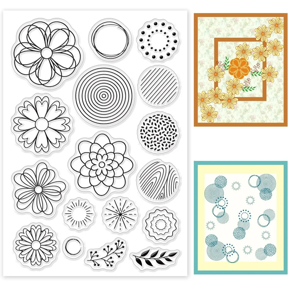Прозрачные штампы с цветочным фоном, круглые прозрачные силиконовые штампы с листьями для изготовления карточек и скрапбукинга своими руками Прозрачные штампы с цветочным фоном, круглые прозрачные силиконовые штампы с листьями для изготовления карточек и скрапбукинга своими руками