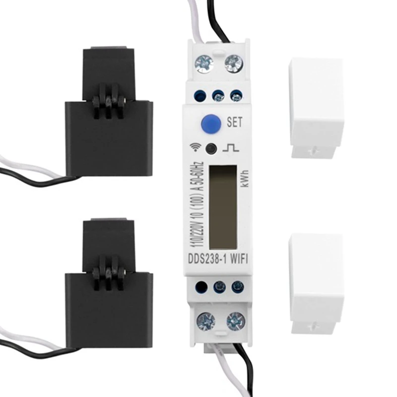 

HOT-2 фазы 3 провода 110 В + 110 В 100 А DIN-рейка 18 мм Tuya WIFI умный счетчик энергии монитор энергопотребления счетчик кВтч ваттметр