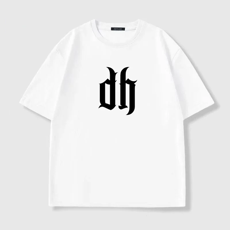 

2025 Men's Summer 100% Cotton T-shirts Fashionable Casual Retro Loose Street Round Neck Breathable and Comfortable sports Top