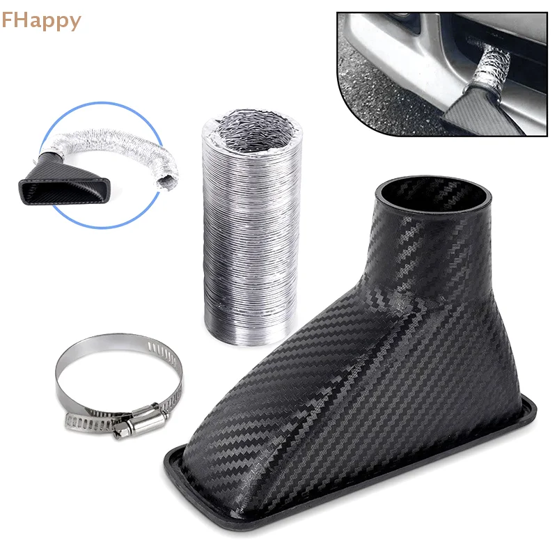 

1pcs Universal Car Front Bumper Admission Air Turbo Air Intake Pipe Kit ABS Turbine Inlet Kit Pipe Air Funnel Carbon Fiber Look