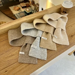 Solid Color Knitted Scarf  Winter Lazy Man Cross Short Scarf Women Khaki Warm Scarf For Wome