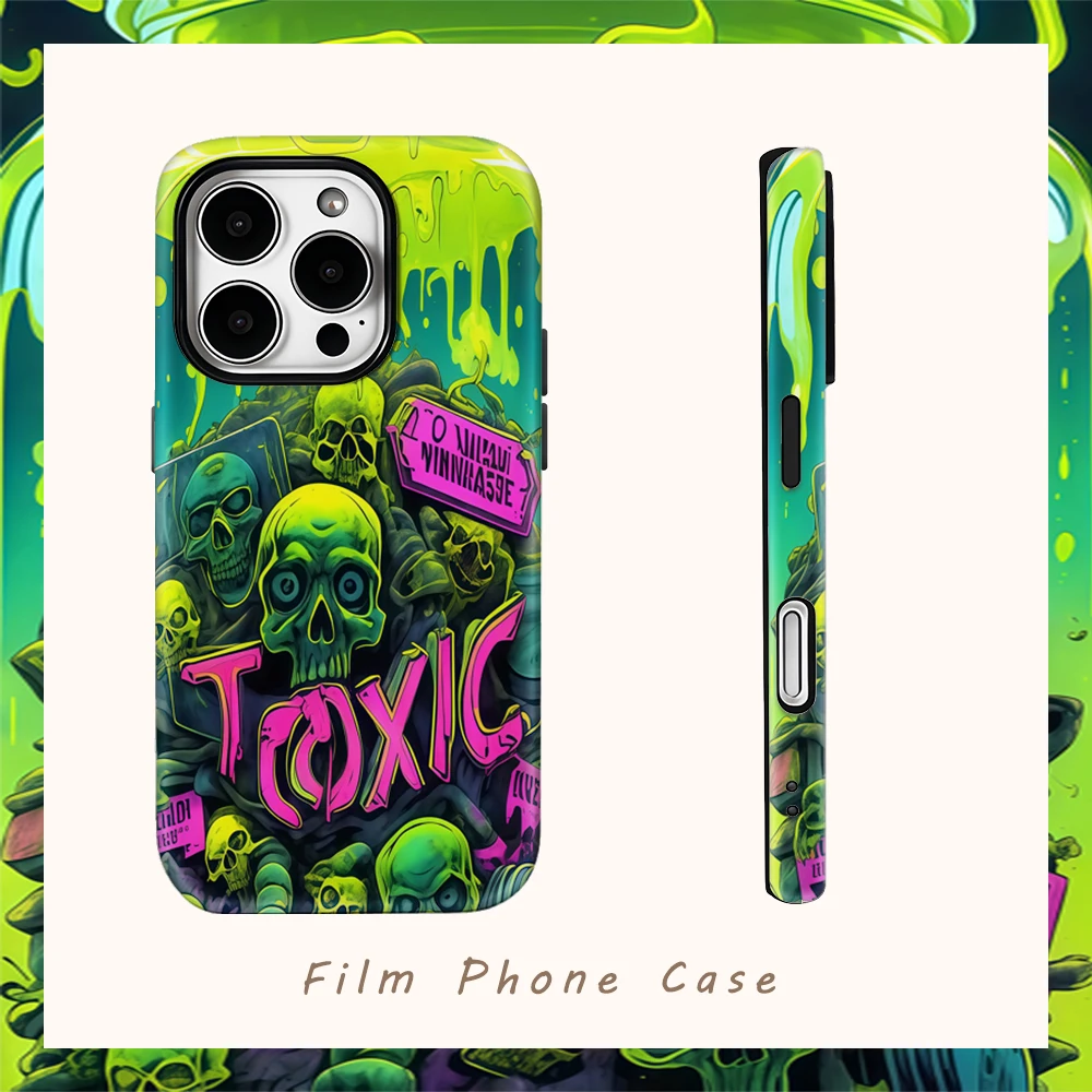 Halloween Toxic Skull Jar Handyhülle für IPhone 16 15 14 13 12 11 X XS XR XSMAX 7 8 Pro Max Plus Doppelschichtige Rückseite