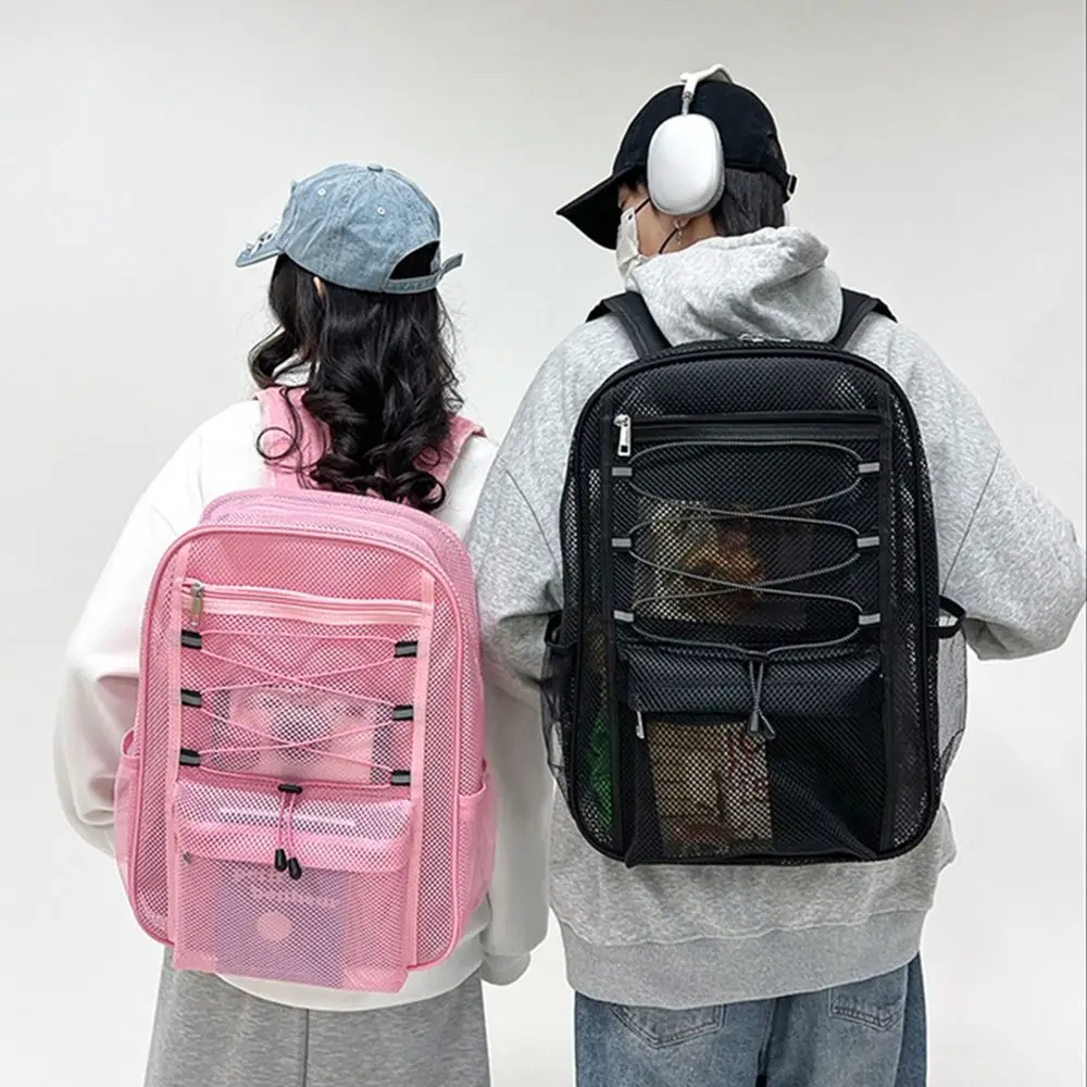 

Portable Fitness Training Bag Multi-compartment Zipper Closure Mesh College Student Backpack Shoulder Strap Comfortable