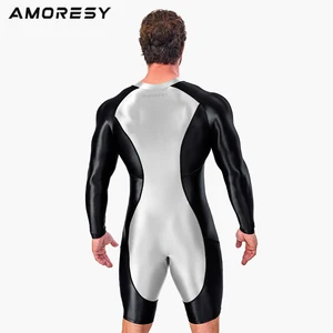 Amoresy-Men's Brilliant Wraps, Fitness Sports Leggings, Running, Front Zipper, General Jumpsuit, Multipurpose Job, Bright Tops 8 Main Men's Body Sales - №2