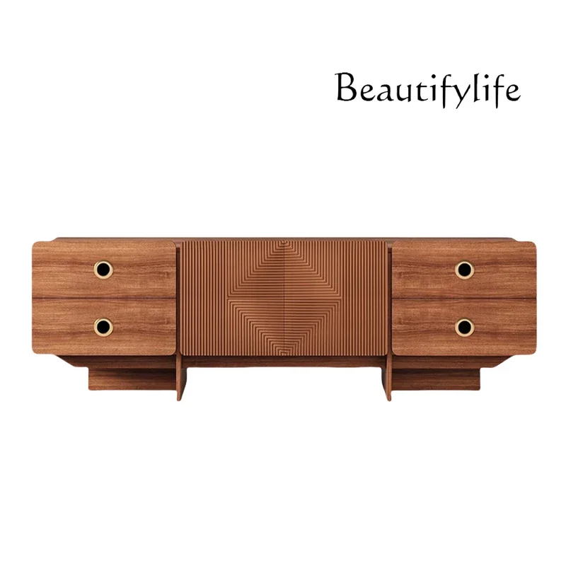 

ZL American retro style carved solid wood TV cabinet French living room locker Home storage cabinet