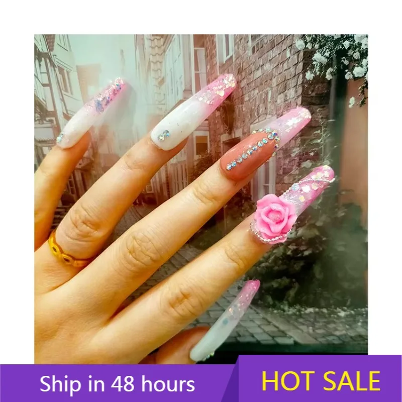 

YTYIN Customizable Designed Matte Manicure Long Ballet Press on Nails Fakes Nail in Artificial Fingernails