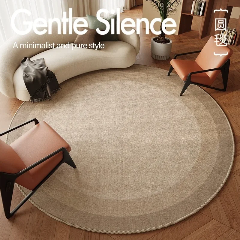 

Round Living Room Carpet Foldable Machine Washable Non-slip Beige Bedroom Bedside Floor Mat Swivel Chair Special Rugs Alfombra