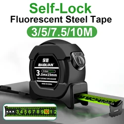 3/5/7.5/10M Self Locking Fluorescent Steel Tape Measure High Precision Metric Measuring Tape Wear-resistant Widened Meter Ruler