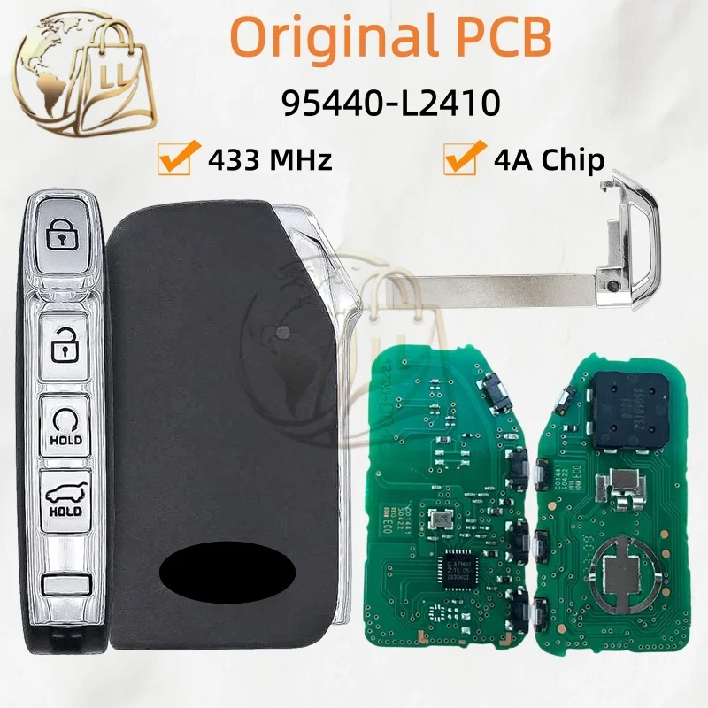 Original PCB For KIA K5 2021 Smart Remote Key After-Sales Market Shell 4 Buttons 433 MHz 4A Chip FCC ID: 95440-L2410